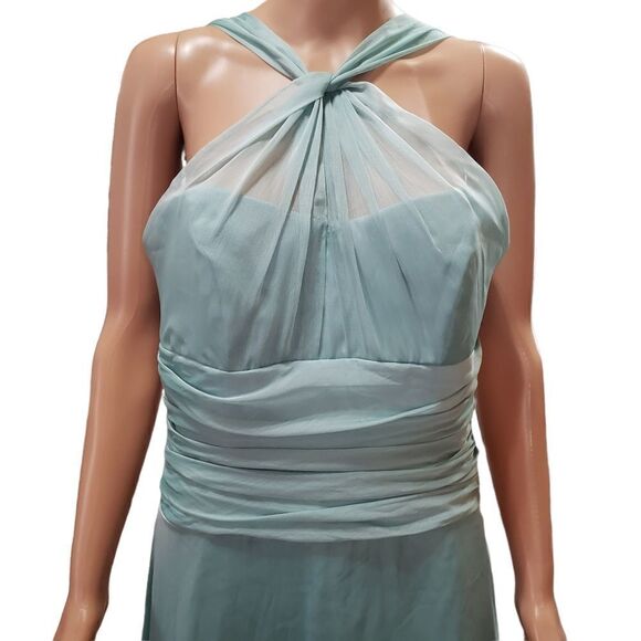 Belsoie Twisted Halter Tiffany Chiffon Gown Size 12 - Picture 5 of 16